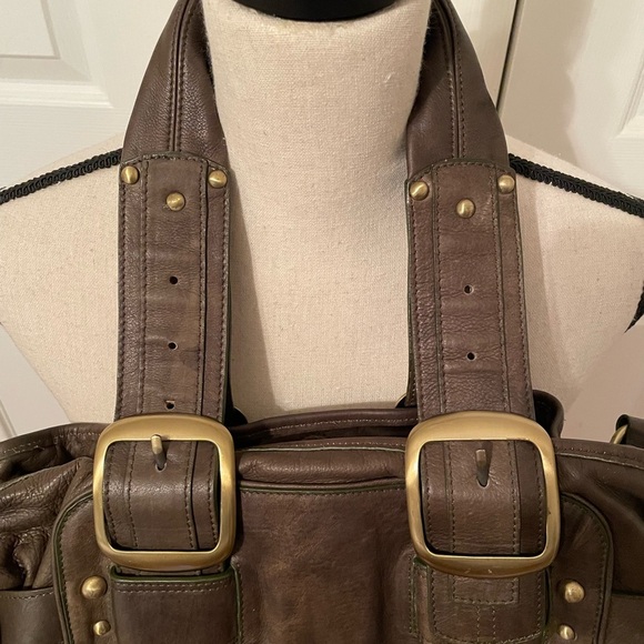 Sabina New York Dark Olive Green Genuine Leather Shoulder Handbag Purse EUC - Picture 5 of 15